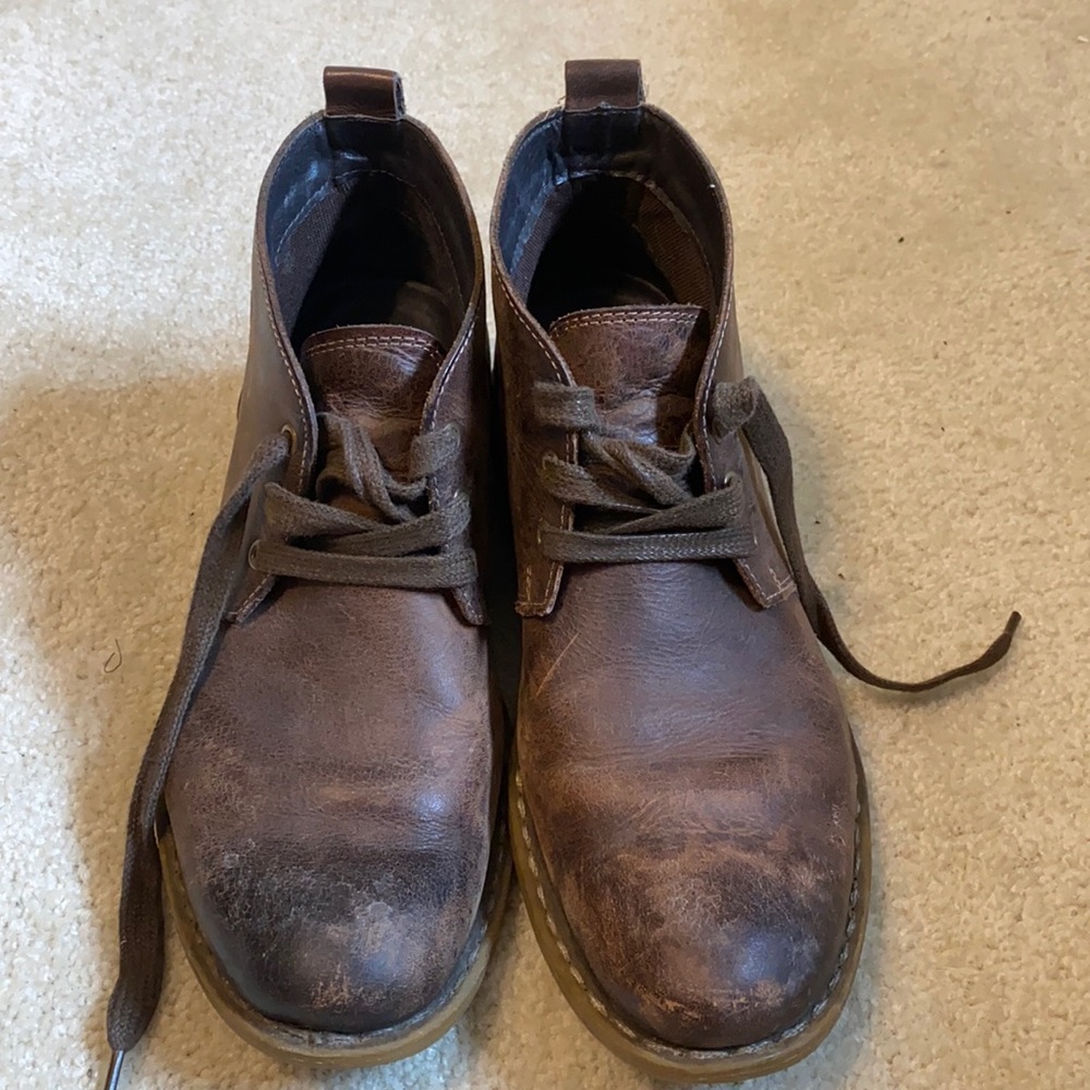 Brown leather boots